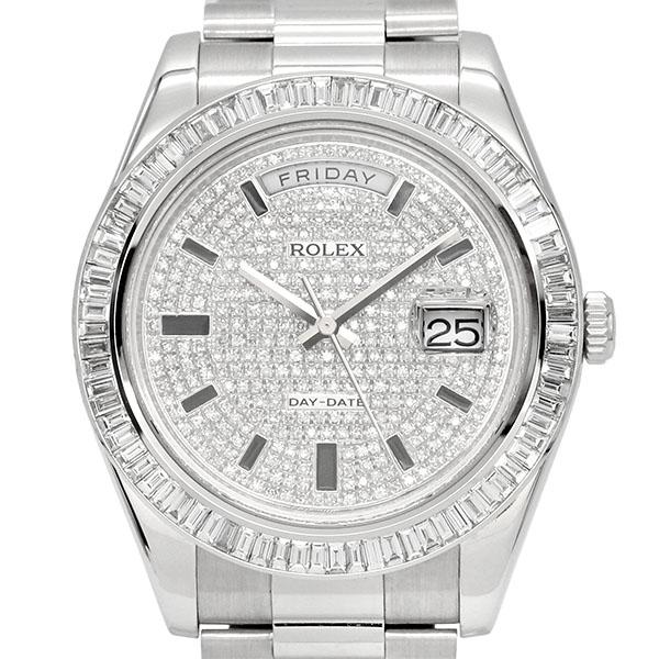 ロレックス デイデイトII 218239 V番 ダイヤモンドベゼル K18WG メンズ腕時計 自動巻...