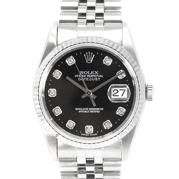 ロレックス ROLEX デイトジャスト 16234G ブラック文字盤 W番 SS/WG メンズ腕時計...