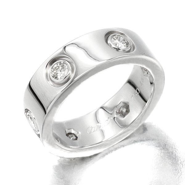 カルティエ Cartier ラブリング K18WG フルダイヤ #46 指輪 ホワイトゴールド750...