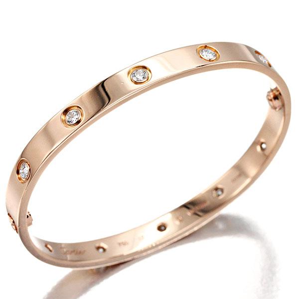 カルティエ Cartier ラブブレス K18PG フルダイヤ #17 ブレスレット バングル ビス...