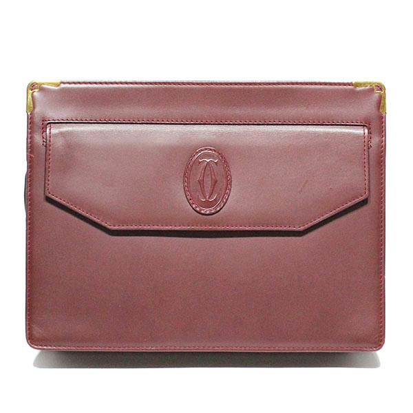 カルティエ Cartier マストドゥカルティエ クラッチバッグ セカンドバッグ ボルドー ユニセッ...