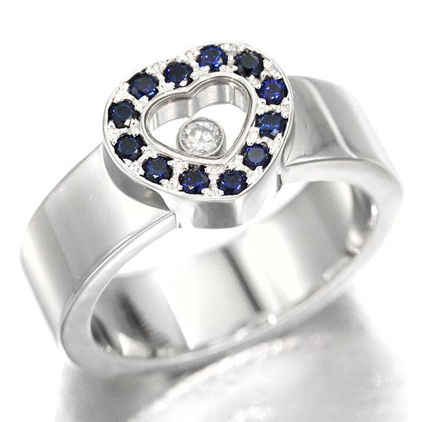 新品仕上げ済 ショパール Chopard ハッピー ダイヤモンド サファイア K18WG リング 1...