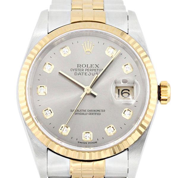 ロレックス ROLEX デイトジャスト 16233G グレーローマン文字盤 P番 SS/YG メンズ...