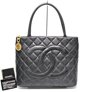 ヴィンテージ シャネル CHANEL マトラッセ 復刻トート トートバッグ A01804 キャビアスキン ブラック ゴールド ブランド 女性 レディース