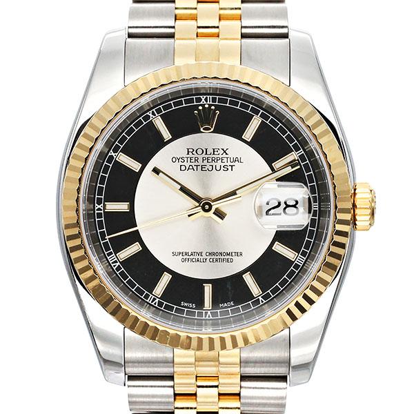 ロレックス ROLEX デイトジャスト 116233 シルバー/ブラック文字盤 D番 SS/YG メ...