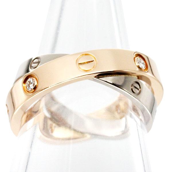 カルティエ Cartier ビーラブ ダイヤモンド リング #51 K18PG/K18WG ゴールド...