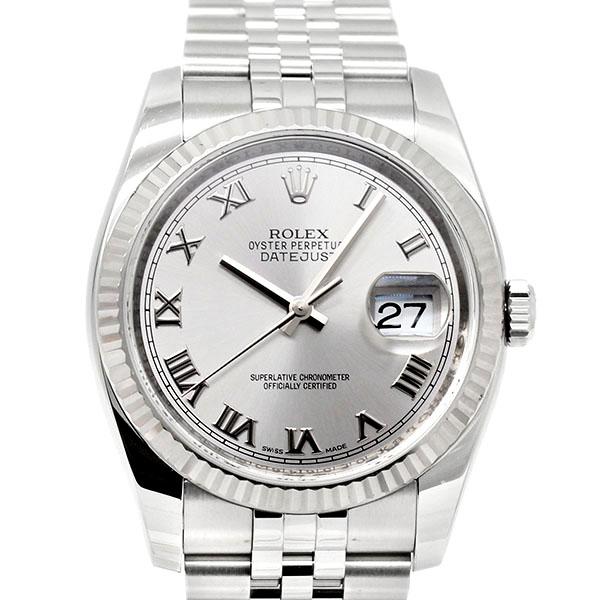 ロレックス ROLEX デイトジャスト 116234 グレー文字盤 ランダム SS/WG メンズ腕時...