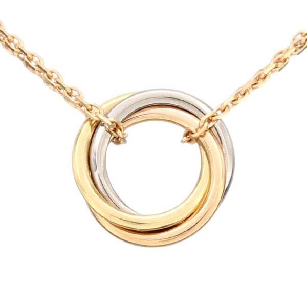 カルティエ Cartier トリニティ ダブルチェーン ネックレス K18 スリーカラーゴールド ア...