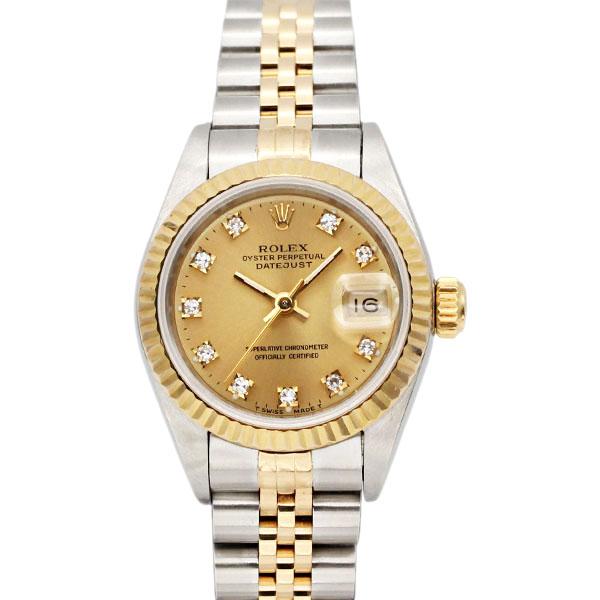 ロレックス ROLEX デイトジャスト 69173G シャンパン文字盤 SS/YG 10Pダイヤ レ...