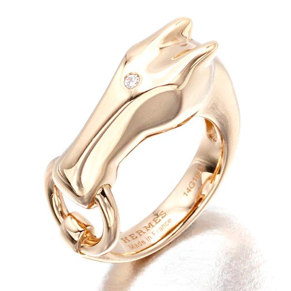 新品仕上げ エルメス HERMES ギャロップ K18PG ダイヤモンド リング #50 ゴールド ...