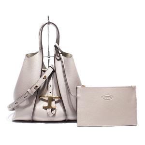 トッズ TODS Tタイムレス ショッピングバッグ スモール ハンドバッグ ショルダーバッグ 2WAY グレージュ ゴールド金具 中古 プレゼント