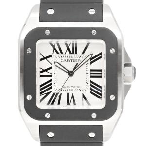 カルティエ Cartier サントス100 LM W20121U2 SS/ラバー 41mm ホワイト文字盤 自動巻き メンズ腕時計 中古 プレゼント