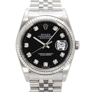 【ROLEX】ロレックス デイトジャスト 16234G F番 黒ダイヤ10P文字盤　メンズ　 ステン...