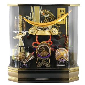 五月人形 再再販 兜 藤翁 兜ケース飾り 六角竹虎 オルゴール付 兜飾り コンパクト おしゃれ アクリルケース ケース入り