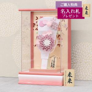 久月 羽子板 お祝い 初正月 9号 つまみ細工 羽子板 桃赤花 ホワイト