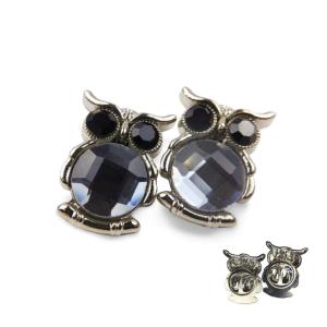 フクロウ クリアストーン ピンバッジ ピンズ シルバー