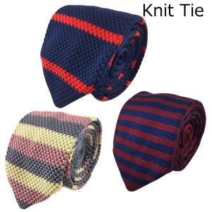 ニットタイ ナローネクタイ シンプル 剣先タイプ ボーダー