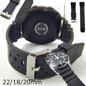 腕時計 ラバー ベルト 18mm 20mm 22mm 24mm ウレタン ブラック