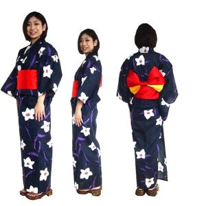 紺地にゆり柄 161-1200-21 レデイー...の詳細画像1