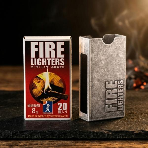 燃焼時間8分間 FIRE LIGHTERS 1箱（20本入り） + スリーブケース（銀バレル）【タフ...