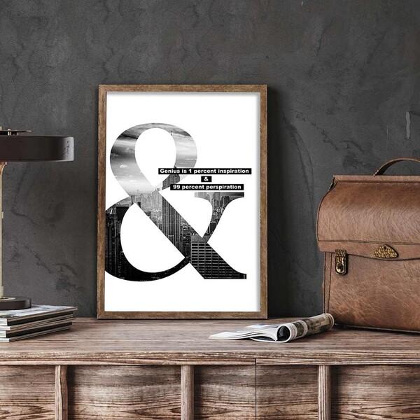 アートポスター A3 miimアルファベット アンド ＆ 文字 モノ モノクロ 白黒 絵 写真 高級...