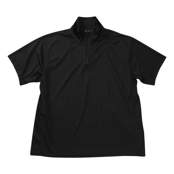 大きいサイズ EL.FO 半袖ハーフジップTシャツ 3L 4L 5L 6L ブラック ラッピング可