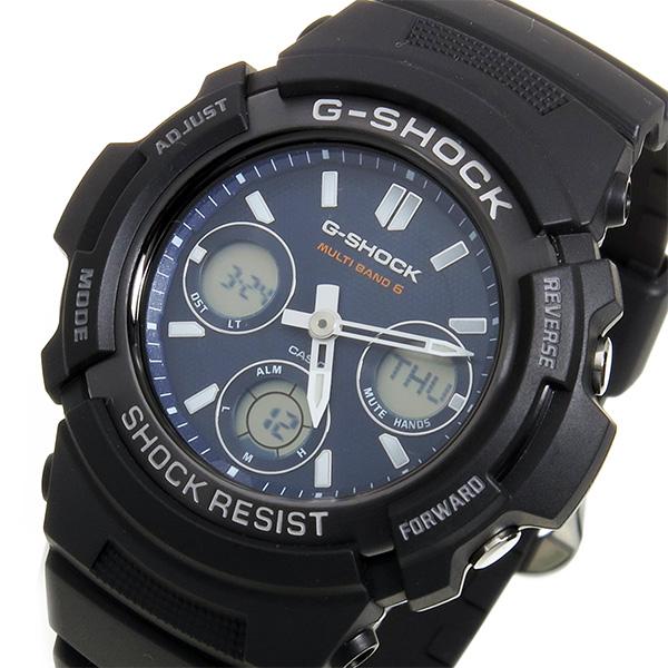 カシオ Gショック G SHOCK クオーツ メンズ 腕時計 AWG M100SB 2A ネイビー ...