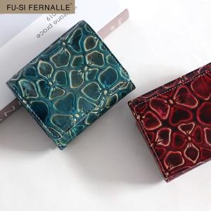 FU-SI FERNALLE ジュノンコレクション パンジーの色彩が美しい イタリア製 牛革 コンパクトな 三つ折り財布 本革 革 レザー レディース メンズ｜maruya-selection