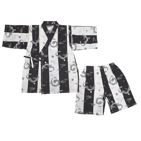 子供甚平 (80)(90)(95) 龍柄 ブラック ブルー