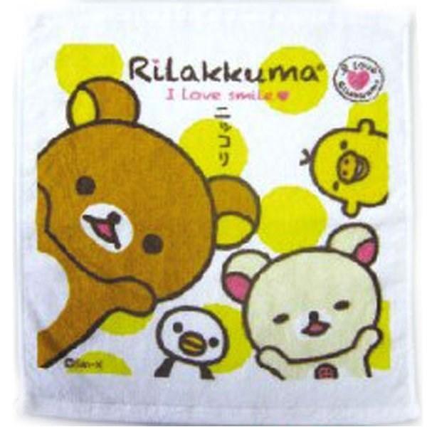 ハンドタオル Rilakkuma リラックマ I LOVE リラックマ柄 イエロー 【2点までメール...