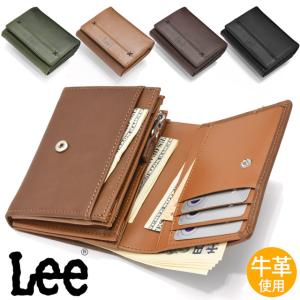 リー Lee 二つ折り 財布 小銭入れあり L字ファスナー クロスステッチデザイン リアルレザー 牛革 スリムウォレット 0520694