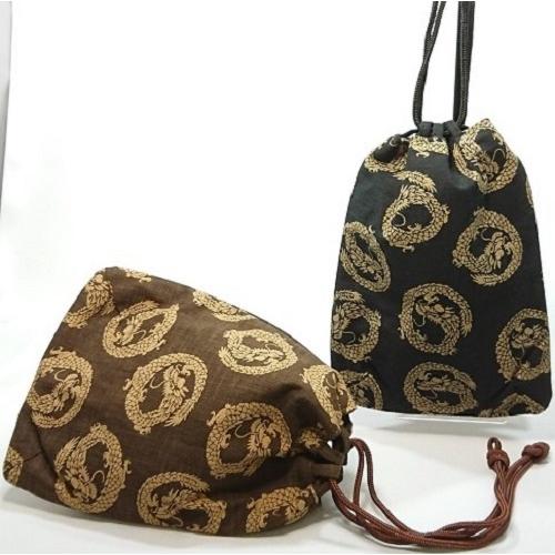 浴衣 巾着 和柄 バッグ メンズ / 信玄袋 丸龍 / 巾着型 バッグ 和装 着物 男性 和装小物