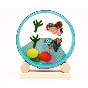 置物 コンパクト ちりめん 小さい 手作り / 季節の輪飾り 金魚 / 人形 屏風 飾りミニ 可愛い人気 輪っか