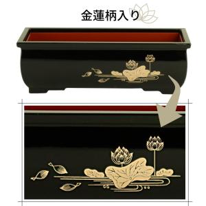 香炉 長角香炉 6.5寸 黒(内朱)金蓮柄 仏...の詳細画像1