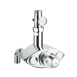 GROHE[グローエ] 浴室用水栓【JP241500+JP691600+1204800】グローサーモXL 組合せ価格 大型サーモスタット混合栓 1 1/4” 露出配管 温度計仕様【純正品】｜mary-b