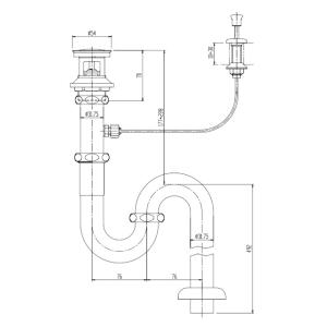 【LF-97SAL】INAX・LIXIL　洗面器・手洗器用セット金具　プッシュワンウェイ式排水金具　（呼び径32mm）　床排水Sトラップ　栓は着脱式（ヘアキャッチャー付）｜mary-b