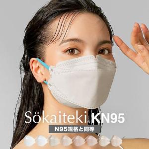 マスク 不織布 大きめ 立体 カラー おしゃれ 不織布カラーマスク KN95 30枚 4層 構造 米国 N95 フラップタイプ 耳が痛くならない 爽快適 マスク sokaiteki
