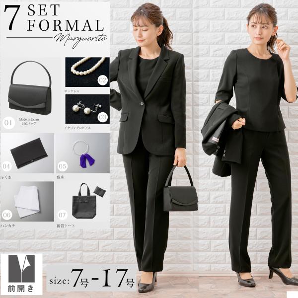 喪服 レディース  礼服 卒業式 入学式 ブラックフォーマル  スーツ  7点セット 3ピース ママ...