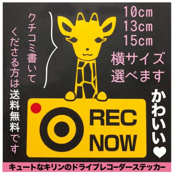 ドライブレコーダー録画中　ステッカー　心が和むアニマルシリーズ　キリン