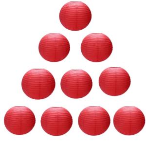 DUOLEIMI 提灯 紙ちょうちん 赤 ペーパーランタン お盆 お盆飾り用品 燈籠 10個セット