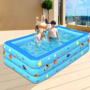 ビニールプール3気室長方形プール5-6人用大型プールボールプールと水プール両用子供用プール錦屋上/ベランダ/お庭/保育園/設置可能家庭用プール可愛い
