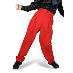 スリータック スラックス 赤 ダンス 衣装 男女兼用 S M L LL 膝のヒットが綺麗に響く センタープレス有 綺麗め ロングパンツ カラーパンツ  日本製 型番SL001