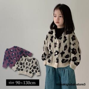 カーディガン ベビー服 子供服 子ども服 服 ベビー 子ども 子供 キッズ ケーブル編み レオパード ニット セーター トップス 男の子 女の子 秋 冬 春｜masakiglobal-store3