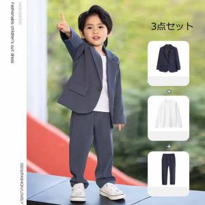 子供スーツ3点セットフォーマルストライブ スー...の詳細画像1