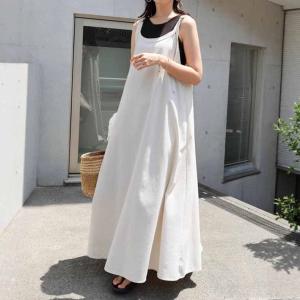 リネン混 アメスリ フレア ワンピース アンド...の詳細画像1