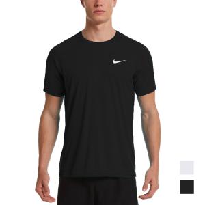 ナイキ ラッシュガード 半袖 メンズ NIKE SWIM MENS エッセンシャル ショートスリーブ ハイドロガード ブラック スイミングウエア スイムウェア アウトドア｜masa surf and snow