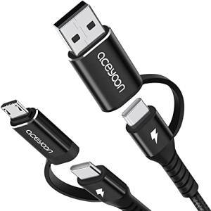 aceyoon 充電ケーブル 4in1 USB C マイクロ USB A 1メートル 【 For iPhone15充電対応 】 タイプc ケーブ｜masao12shop