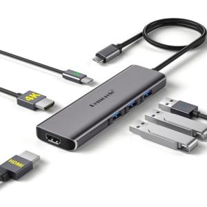 USB Cドッキングステーションhdmi 2つ Type C ハブ 6-in-1 thunderbolt 4K Dock MacOS MST拡張