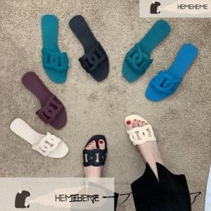 年 新作 春夏 5color ビッグチェーン デザイン ミュール フラット ペタンコ サンダル ヒール高 1センチ heel 1cm｜masayastore