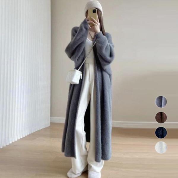 【特価】シャギーロングニットカーディガン 韓国風